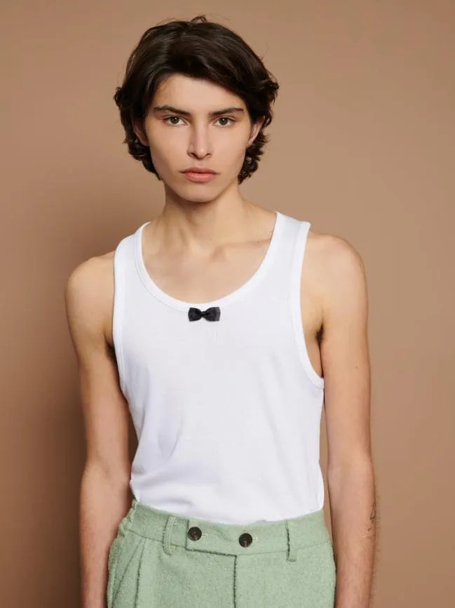 Menswear Seafarer Rib Tank Top Ivory Cream Sister Jane