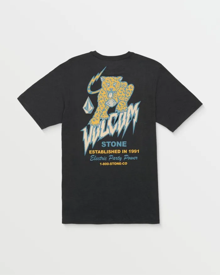 Meow Short Sleeve Tee 8211 Washed Black Heather Mens Volcom TShirts and Tanks