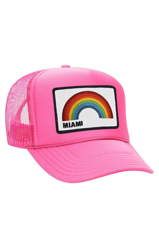 Miami Rainbow Trucker Hat WomenMen Aviator Nation Trucker Hats