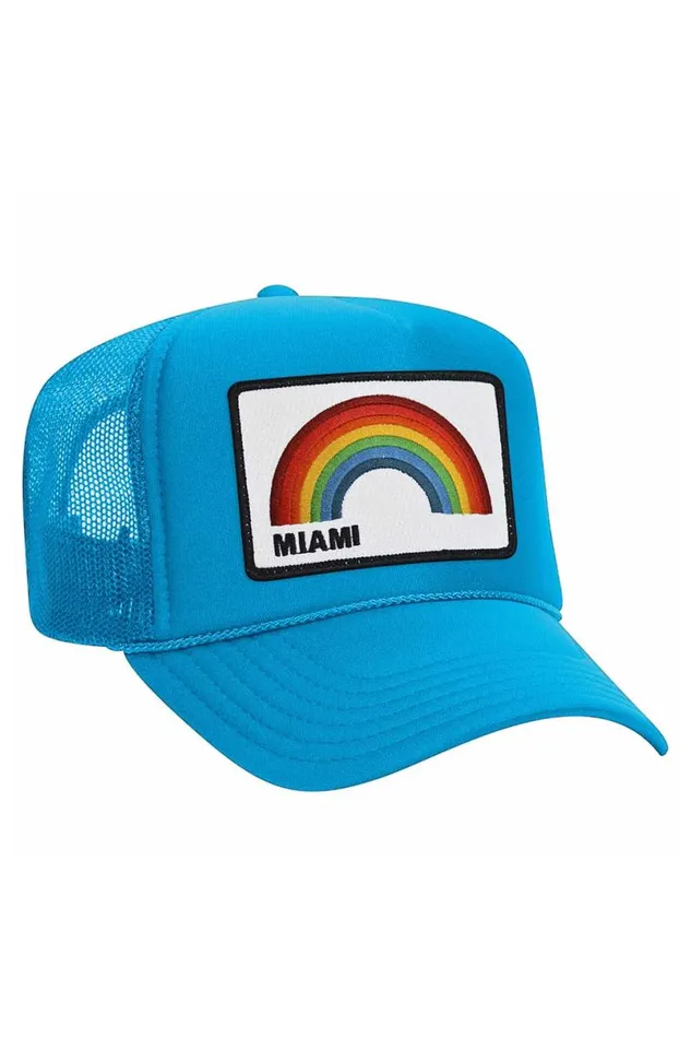 Miami Rainbow Trucker Hat WomenMen Aviator Nation Trucker Hats