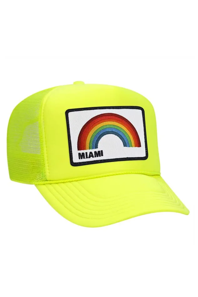 Miami Rainbow Trucker Hat WomenMen Aviator Nation Trucker Hats