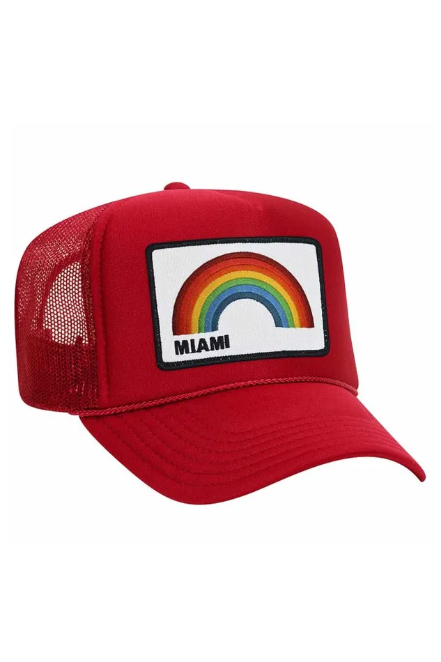 Miami Rainbow Trucker Hat WomenMen Aviator Nation Trucker Hats