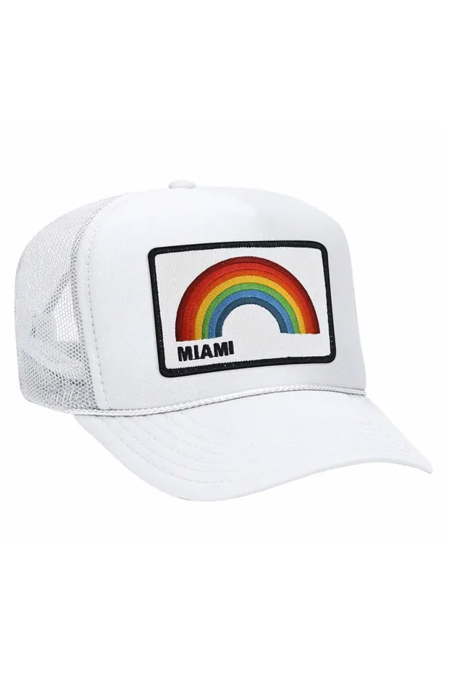 Miami Rainbow Trucker Hat WomenMen Aviator Nation Trucker Hats