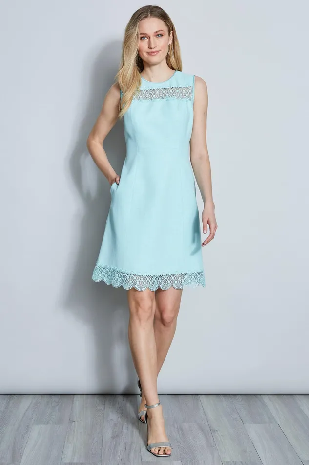 Midi Dresses Women Elie Tahari Lace Insert Dress LT MINT ICE