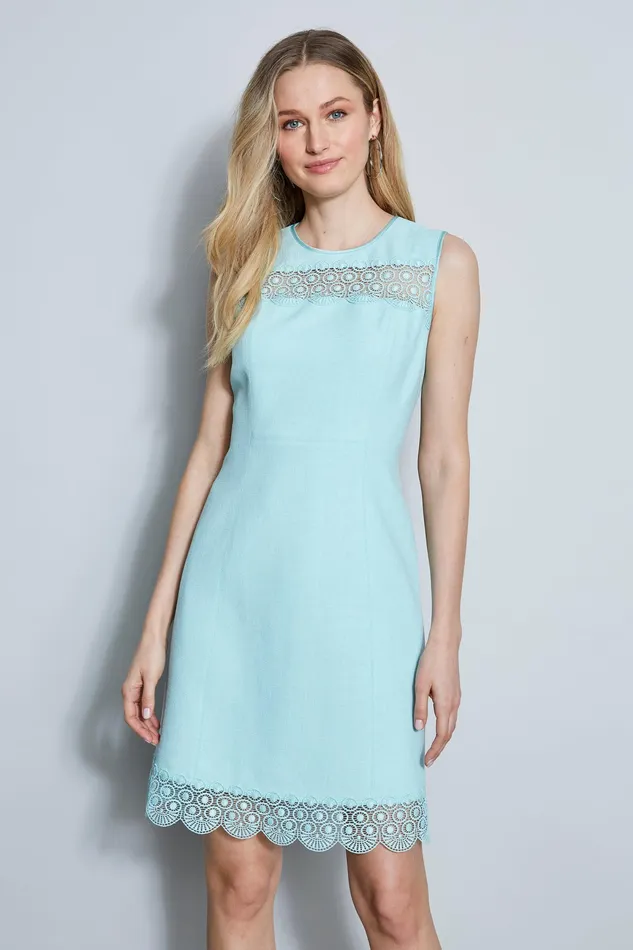 Midi Dresses Women Elie Tahari Lace Insert Dress LT MINT ICE
