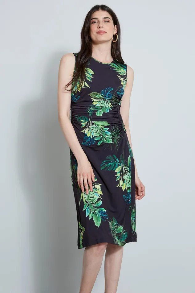 Midi Dresses Women Elie Tahari Palm Print Midi Dress STARGAZER MULTI