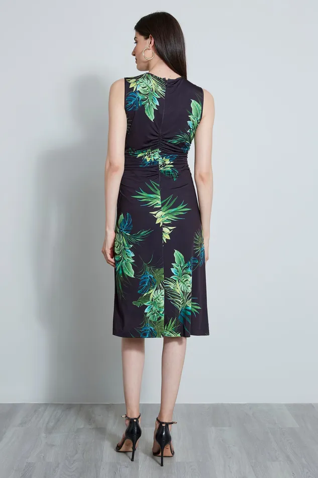 Midi Dresses Women Elie Tahari Palm Print Midi Dress STARGAZER MULTI