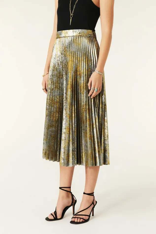 Midi Skirt Falone Gold Women Baandsh Skirts and Shorts