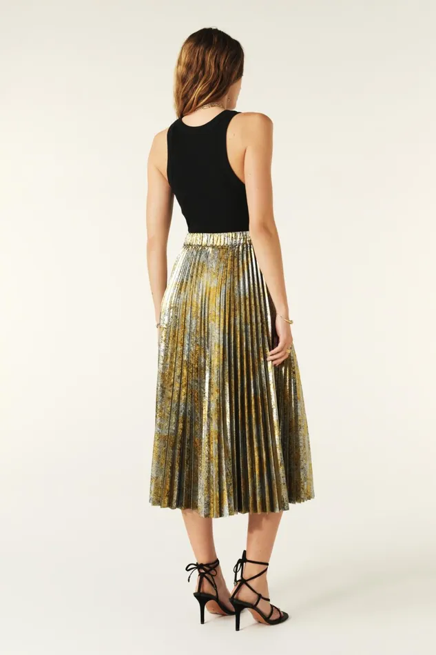 Midi Skirt Falone Gold Women Baandsh Skirts and Shorts