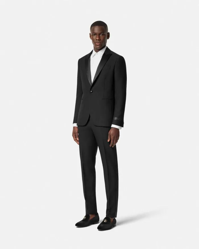 MohairBlend Formal Pants Black Men Versace Blazers and Suits