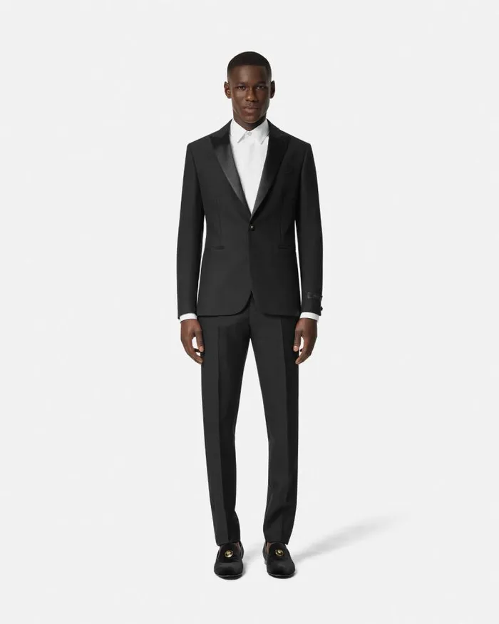 MohairBlend SingleBreasted Blazer Black Men Versace Blazers and Suits