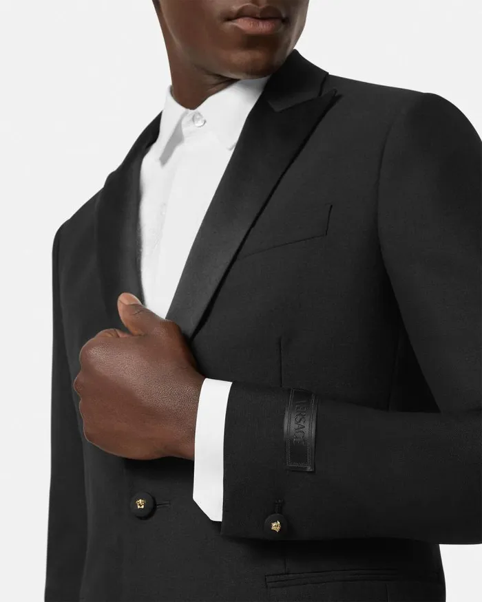 MohairBlend SingleBreasted Blazer Black Men Versace Blazers and Suits