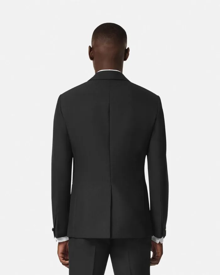 MohairBlend SingleBreasted Blazer Black Men Versace Blazers and Suits