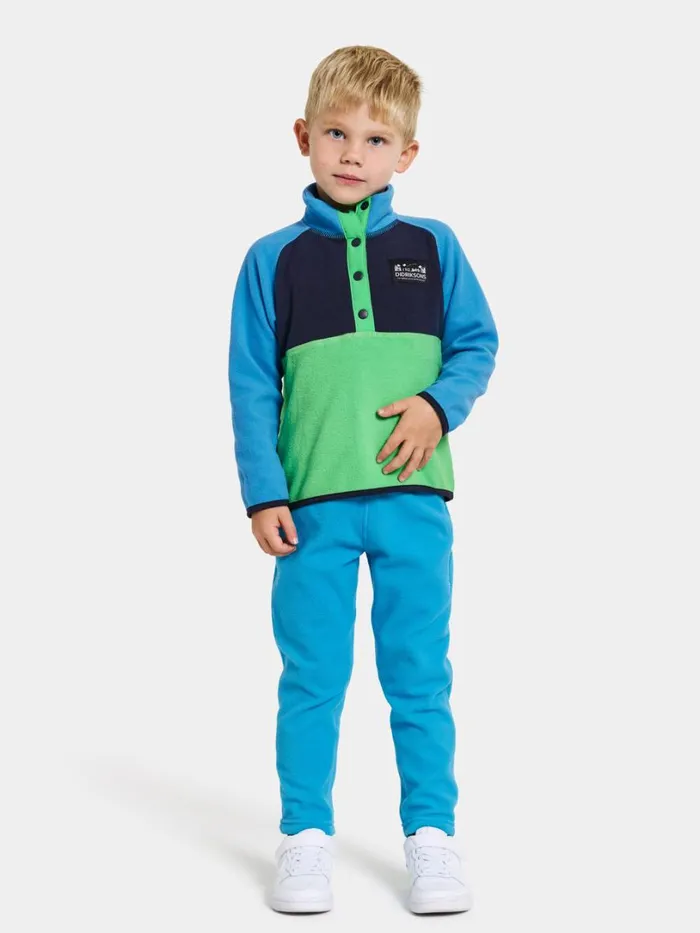 Monte Kids039 Half Button Frog Green Kids Didriksons Fleece and Midlayers