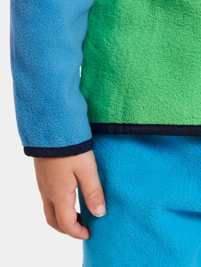 Monte Kids039 Half Button Frog Green Kids Didriksons Fleece and Midlayers