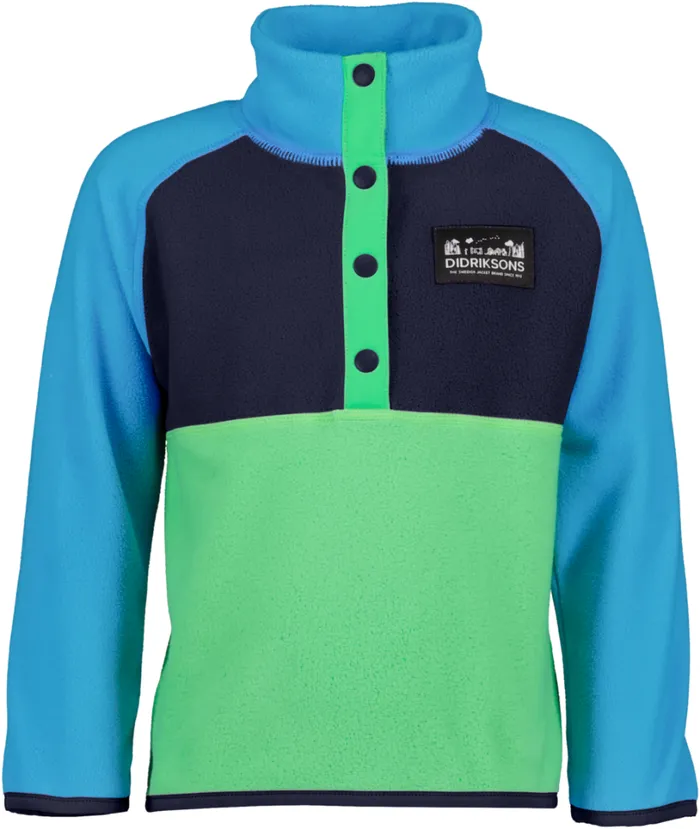 Monte Kids039 Half Button Frog Green Kids Didriksons Fleece and Midlayers