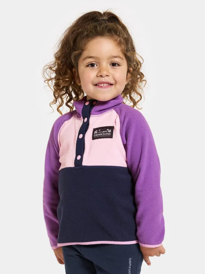 Monte Kids039 Half Button Tulip Purple Kids Didriksons Fleece and Midlayers