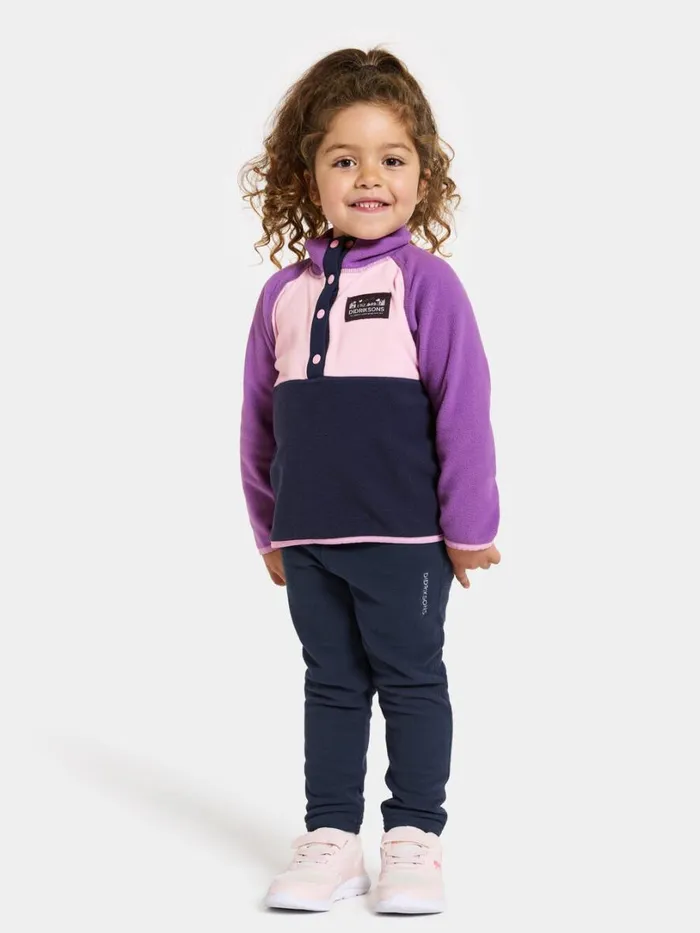 Monte Kids039 Half Button Tulip Purple Kids Didriksons Fleece and Midlayers