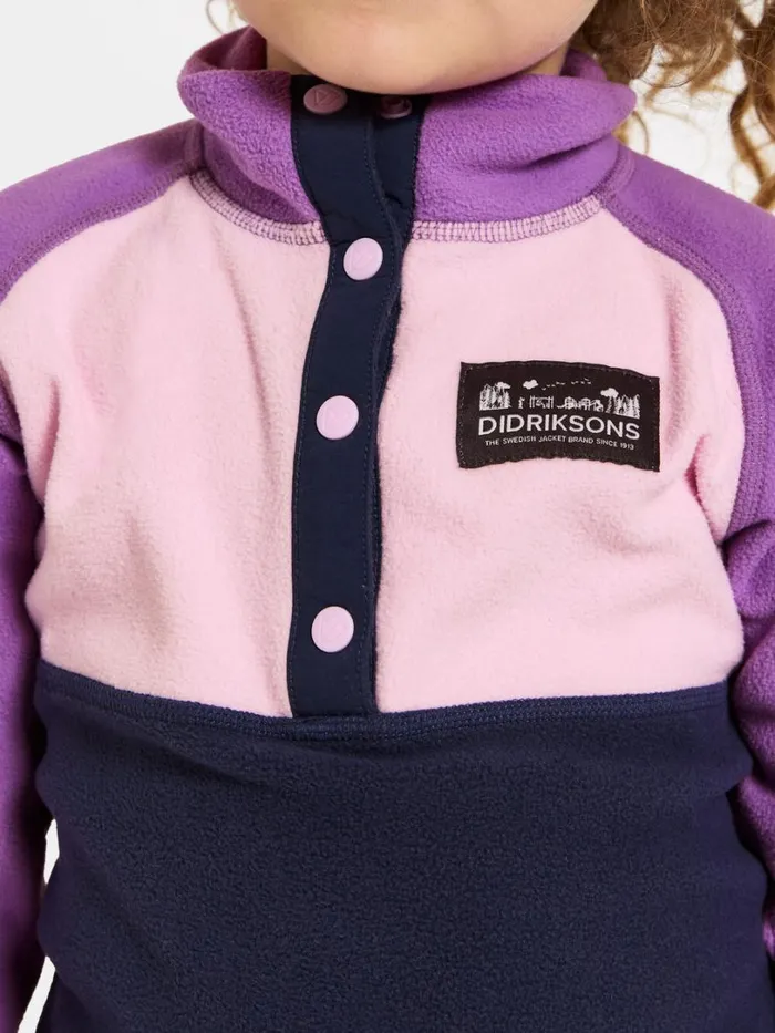 Monte Kids039 Half Button Tulip Purple Kids Didriksons Fleece and Midlayers