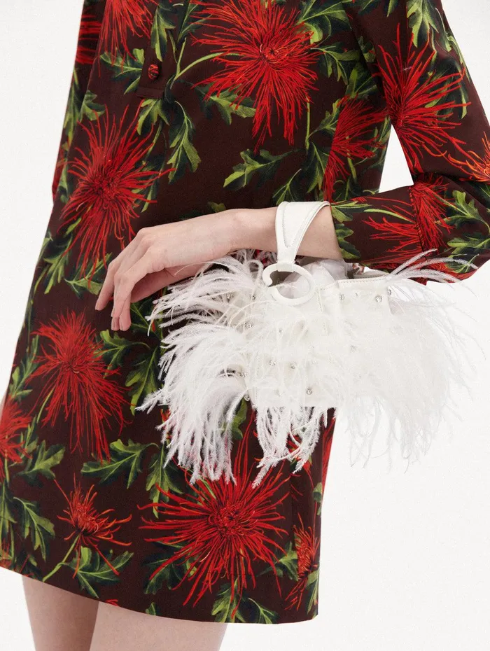Nano Ostrich Feather O Handle Bag Ivory Women Oscar De La Renta Handbags Nano Ostrich Feather O Handle Bag Ivory Women Oscar De La Renta Handbags
