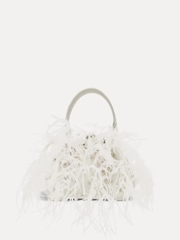 Nano Ostrich Feather O Handle Bag Ivory Women Oscar De La Renta Handbags Nano Ostrich Feather O Handle Bag Ivory Women Oscar De La Renta Handbags