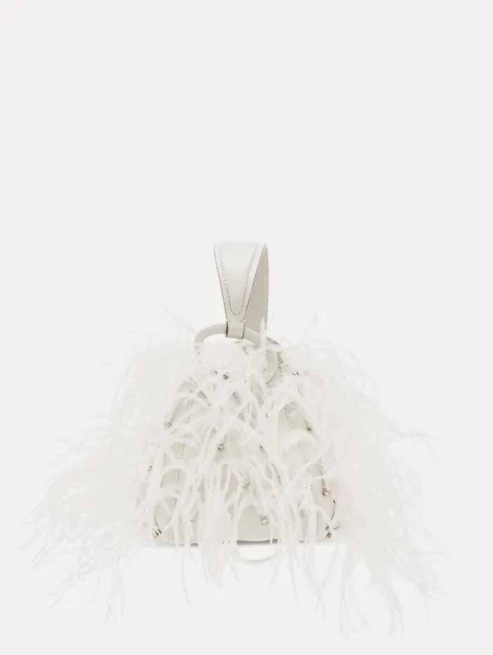 Nano Ostrich Feather O Handle Bag Ivory Women Oscar De La Renta Handbags Nano Ostrich Feather O Handle Bag Ivory Women Oscar De La Renta Handbags
