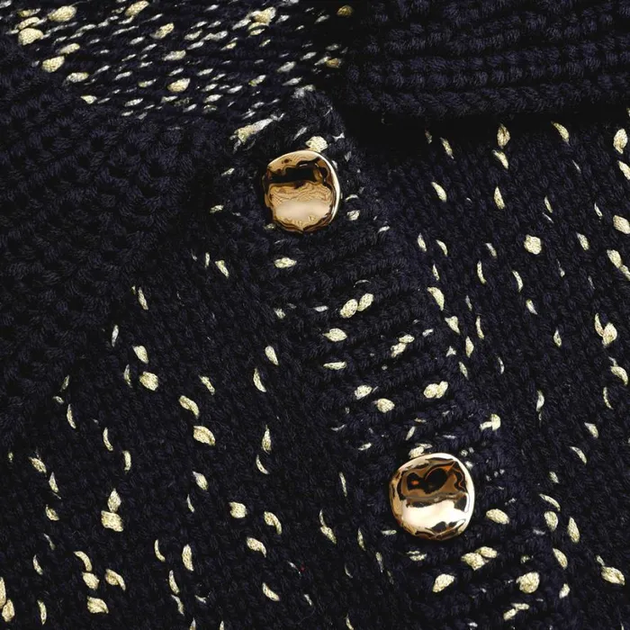 Navy Metallic Merino Cardigan Women Self Portrait Knitwear Navy Metallic Merino Cardigan Women Self Portrait Knitwear