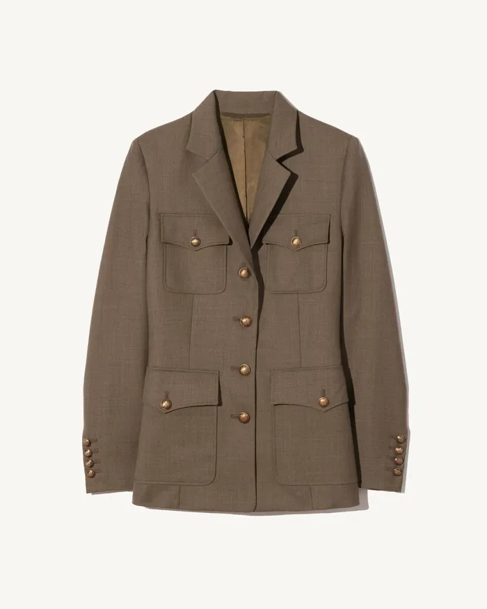 NELSON JACKET Taupe Grey Women Nili Lotan Jackets and Blazers