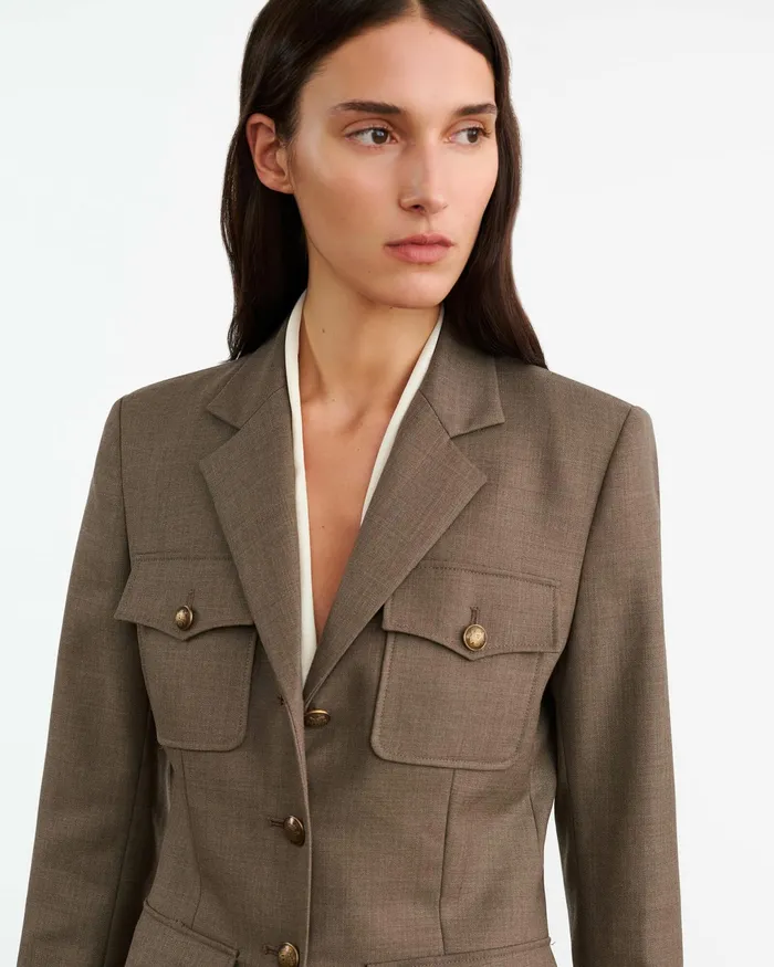 NELSON JACKET Taupe Grey Women Nili Lotan Jackets and Blazers