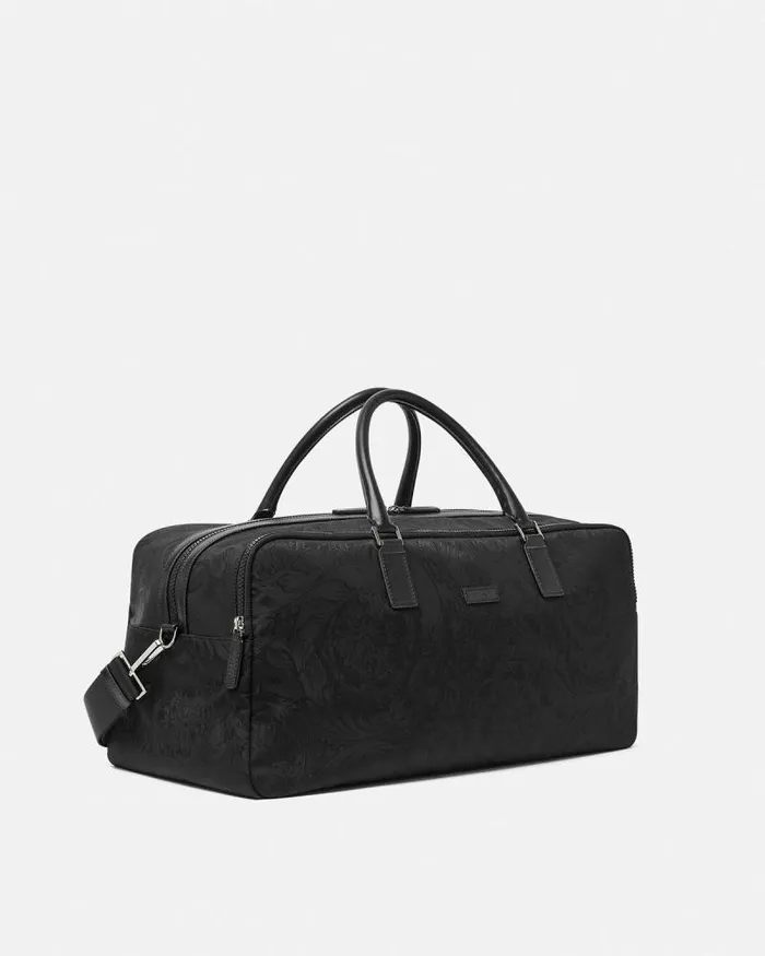 Neo Nylon Jacquard Duffel Bag Black Men Versace Totes