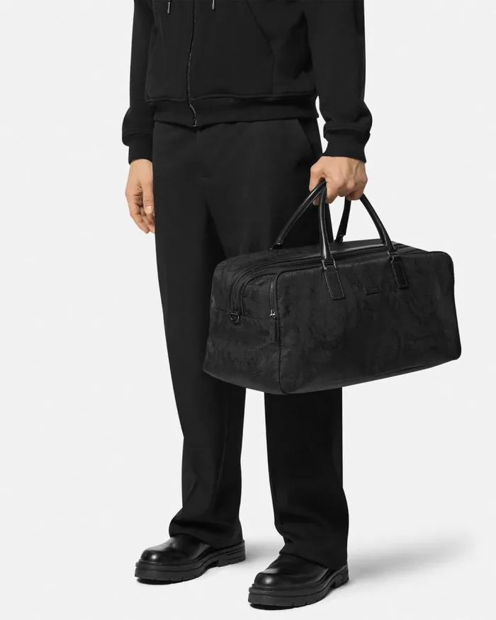 Neo Nylon Jacquard Duffel Bag Black Men Versace Totes