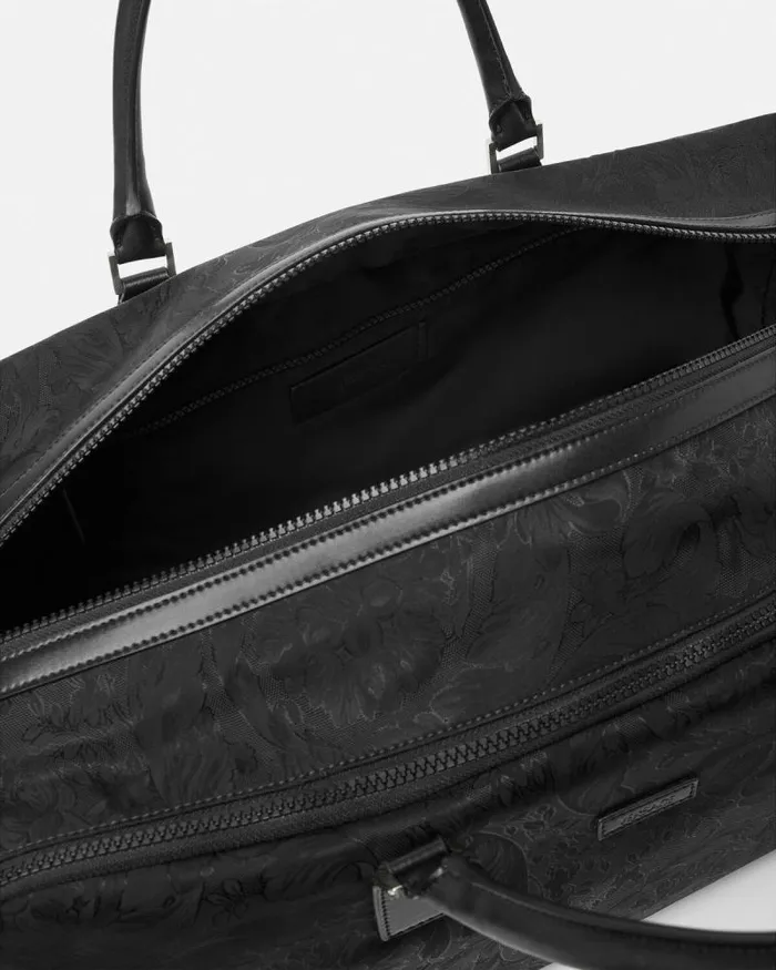 Neo Nylon Jacquard Duffel Bag Black Men Versace Totes