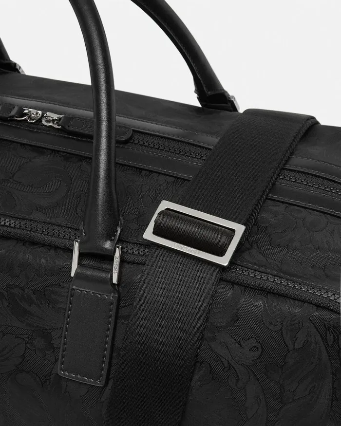 Neo Nylon Jacquard Duffel Bag Black Men Versace Totes