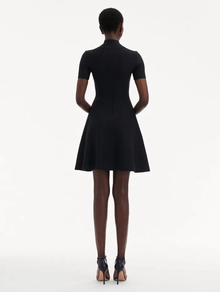 O Flower Knit Mini Dress Charcoal Women Oscar De La Renta Dresses O Flower Knit Mini Dress Charcoal Women Oscar De La Renta Dresses