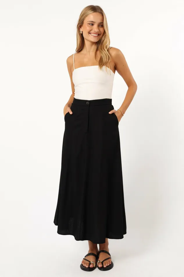 Odetta Maxi Skirt Black Skirts Petal and Pup Women