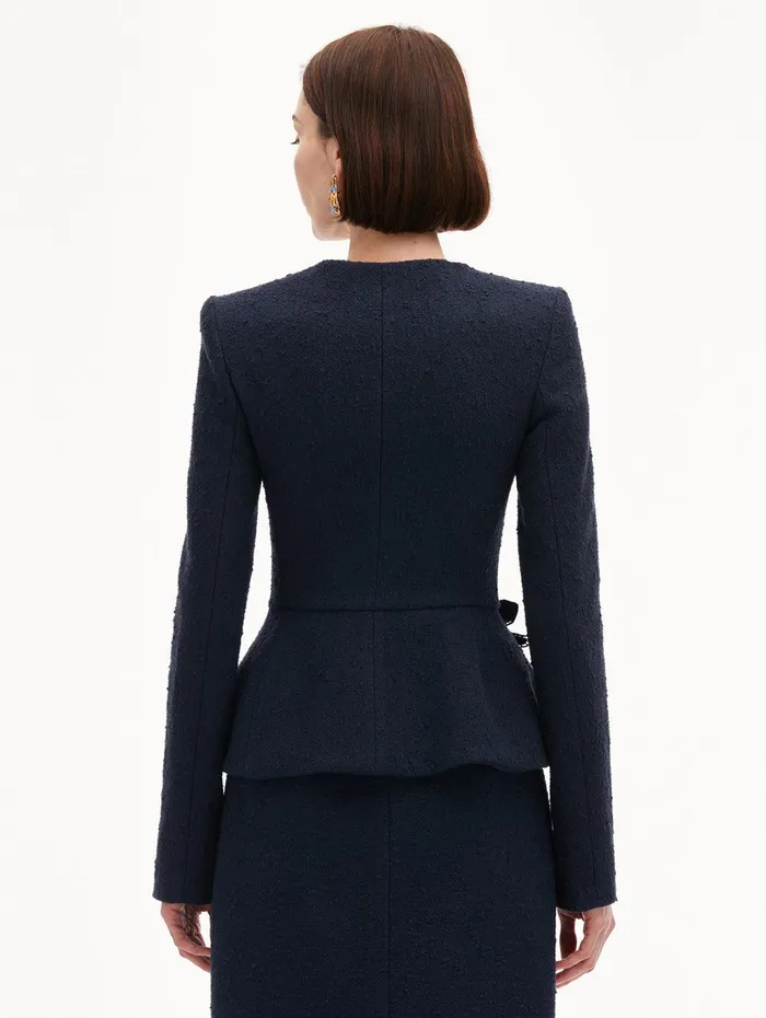 Orchid Embroidered Tweed Jacket Navy Women Oscar De La Renta Jackets and Coats Orchid Embroidered Tweed Jacket Navy Women Oscar De La Renta Jackets and Coats