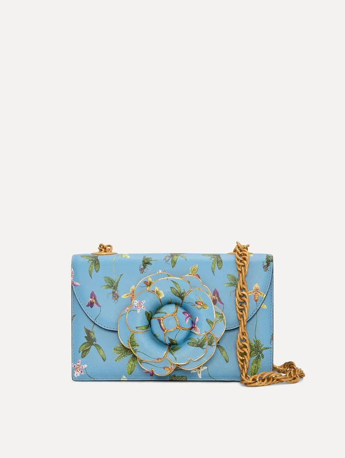 Orchid Printed TRO Bag Powder Blue Women Oscar De La Renta Handbags