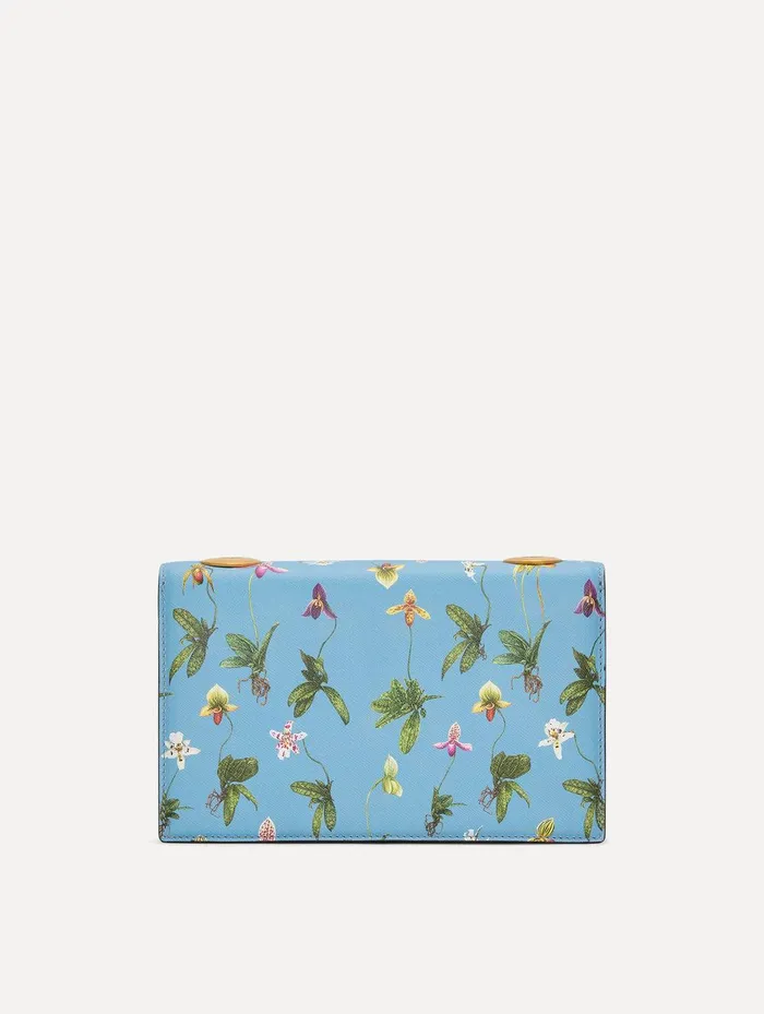 Orchid Printed TRO Bag Powder Blue Women Oscar De La Renta Handbags Orchid Printed TRO Bag Powder Blue Women Oscar De La Renta Handbags