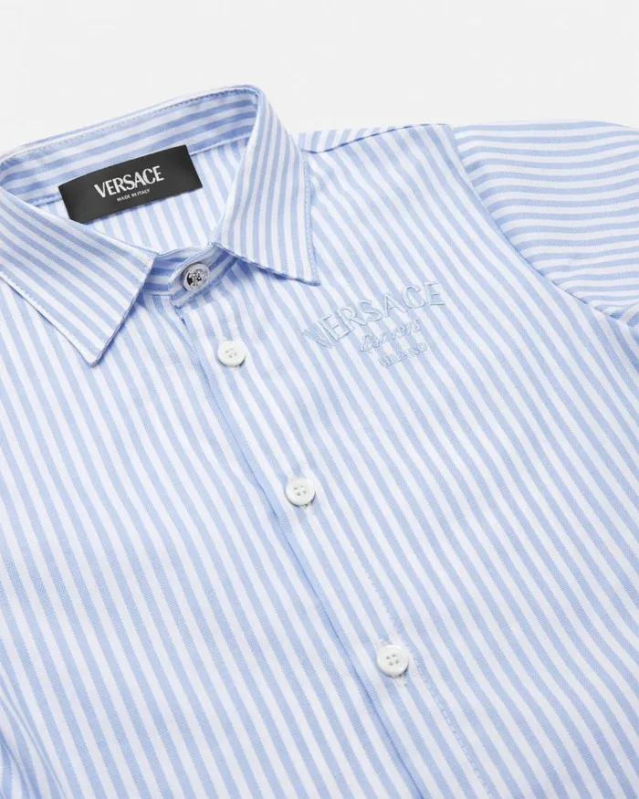 Oxford Striped Baby Shirt White Children Versace Clothing