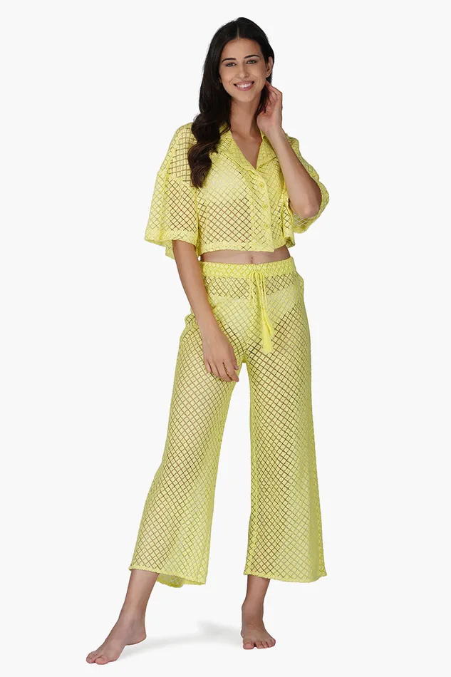 Pants America and Beyond Women Lime Crochet Cover Up Pants
