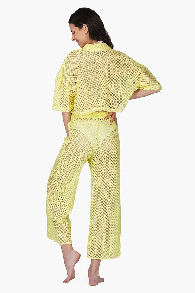 Pants America and Beyond Women Lime Crochet Cover Up Pants