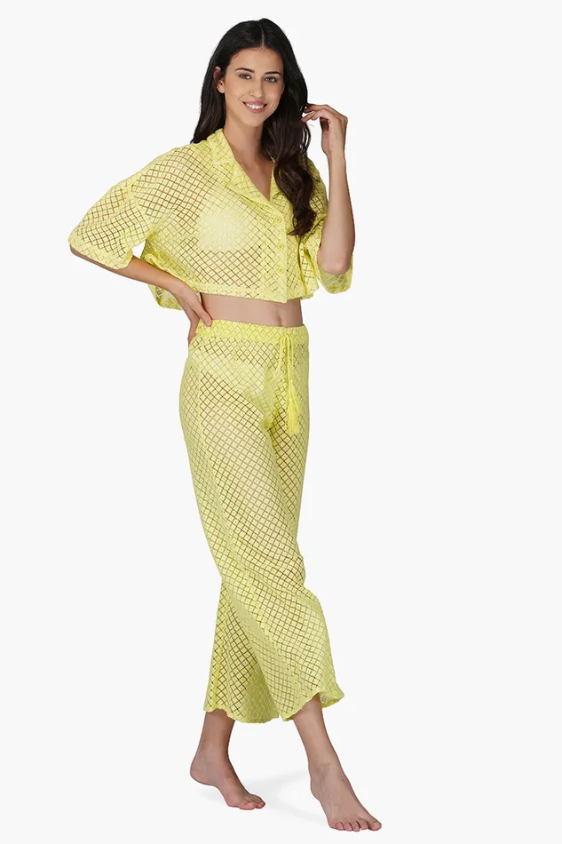 Pants America and Beyond Women Lime Crochet Cover Up Pants