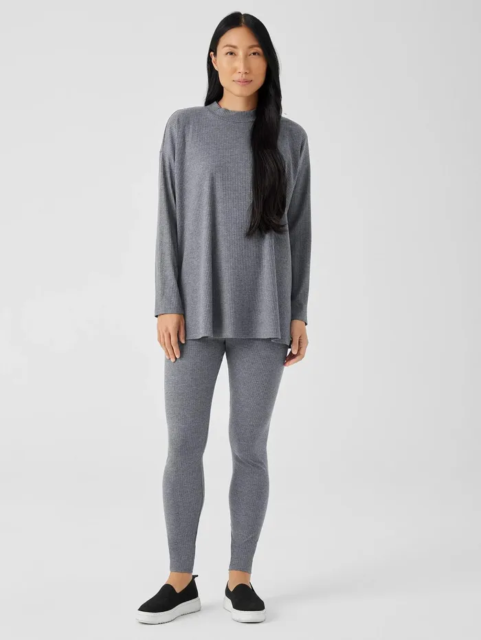 Pants Shorts and Jumpsuits Women Eileen Fisher Cozy Stretch Rib Leggings Ash