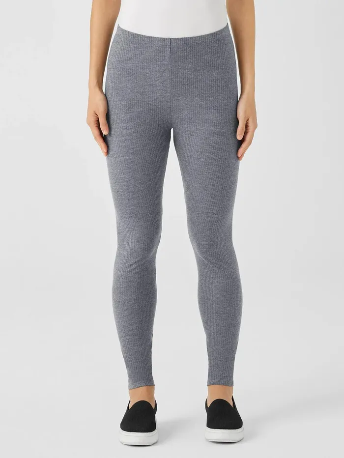 Pants Shorts and Jumpsuits Women Eileen Fisher Cozy Stretch Rib Leggings Ash