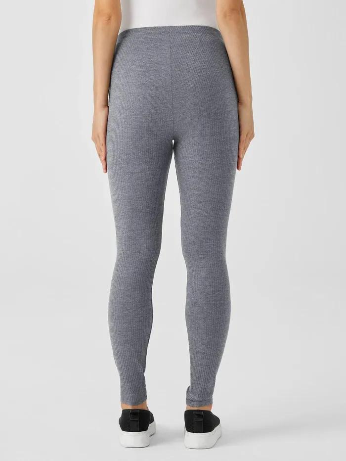 Pants Shorts and Jumpsuits Women Eileen Fisher Cozy Stretch Rib Leggings Ash
