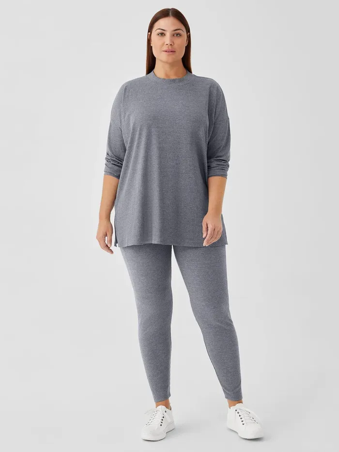 Pants Shorts and Jumpsuits Women Eileen Fisher Cozy Stretch Rib Leggings Ash