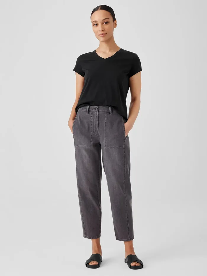 Pants Shorts and Jumpsuits Women Eileen Fisher Organic Cotton Stretch Lantern Jean Carbon