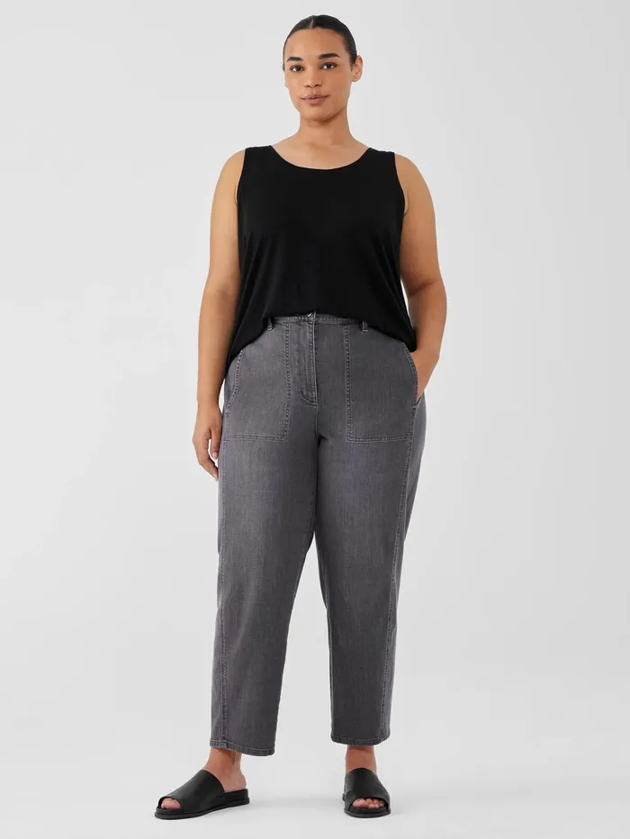 Pants Shorts and Jumpsuits Women Eileen Fisher Organic Cotton Stretch Lantern Jean Carbon