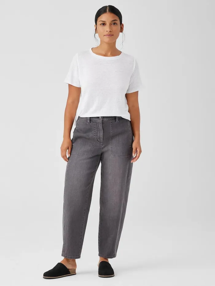 Pants Shorts and Jumpsuits Women Eileen Fisher Organic Cotton Stretch Lantern Jean Carbon