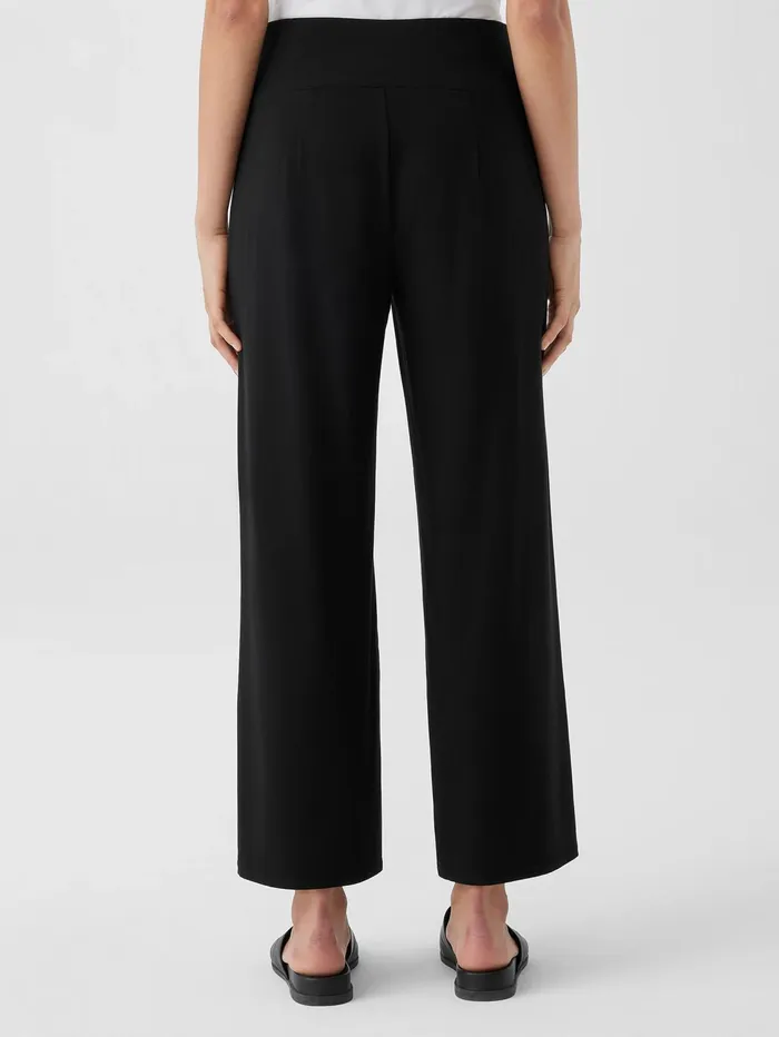 Pants Shorts and Jumpsuits Women Eileen Fisher Stretch Jersey Knit WideLeg Pant Black